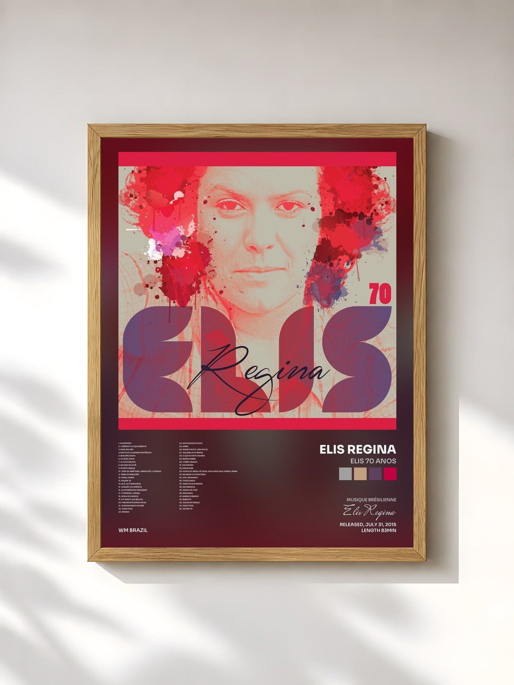 #bois Tableau de l'album Elis 70 Anos de Elis Regina, cadre en bois brut, imprimé et encadré en France