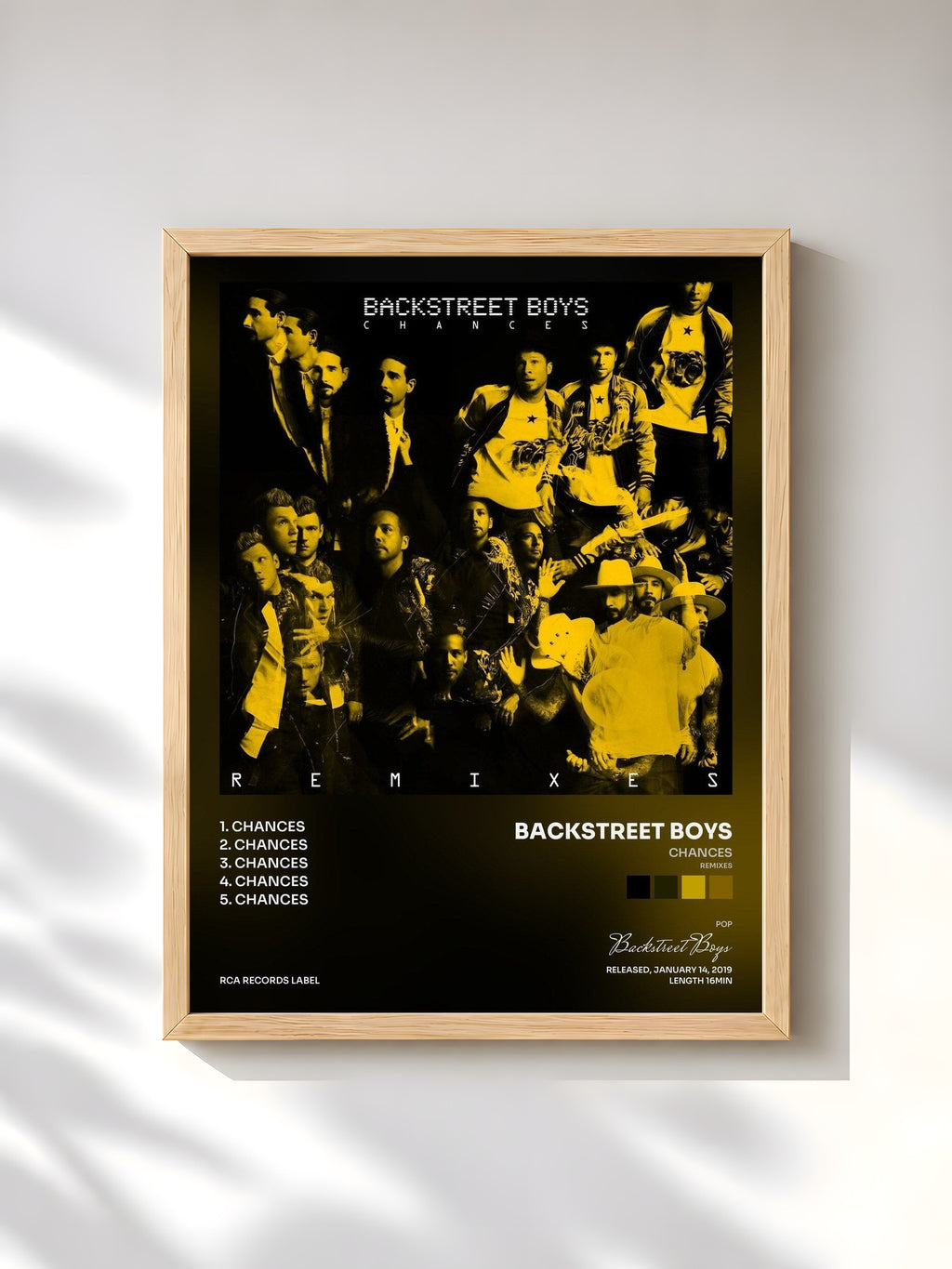 #bois Tableau de l'album Chances (Remixes) de Backstreet Boys, cadre en bois brut, imprimé et encadré en France
