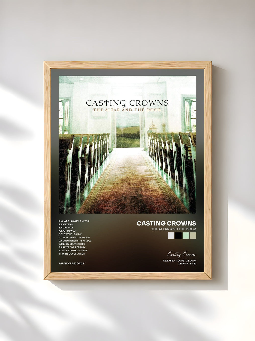 #bois Tableau de l'album The Altar and The Door de Casting Crowns, cadre en bois brut, imprimé et encadré en France