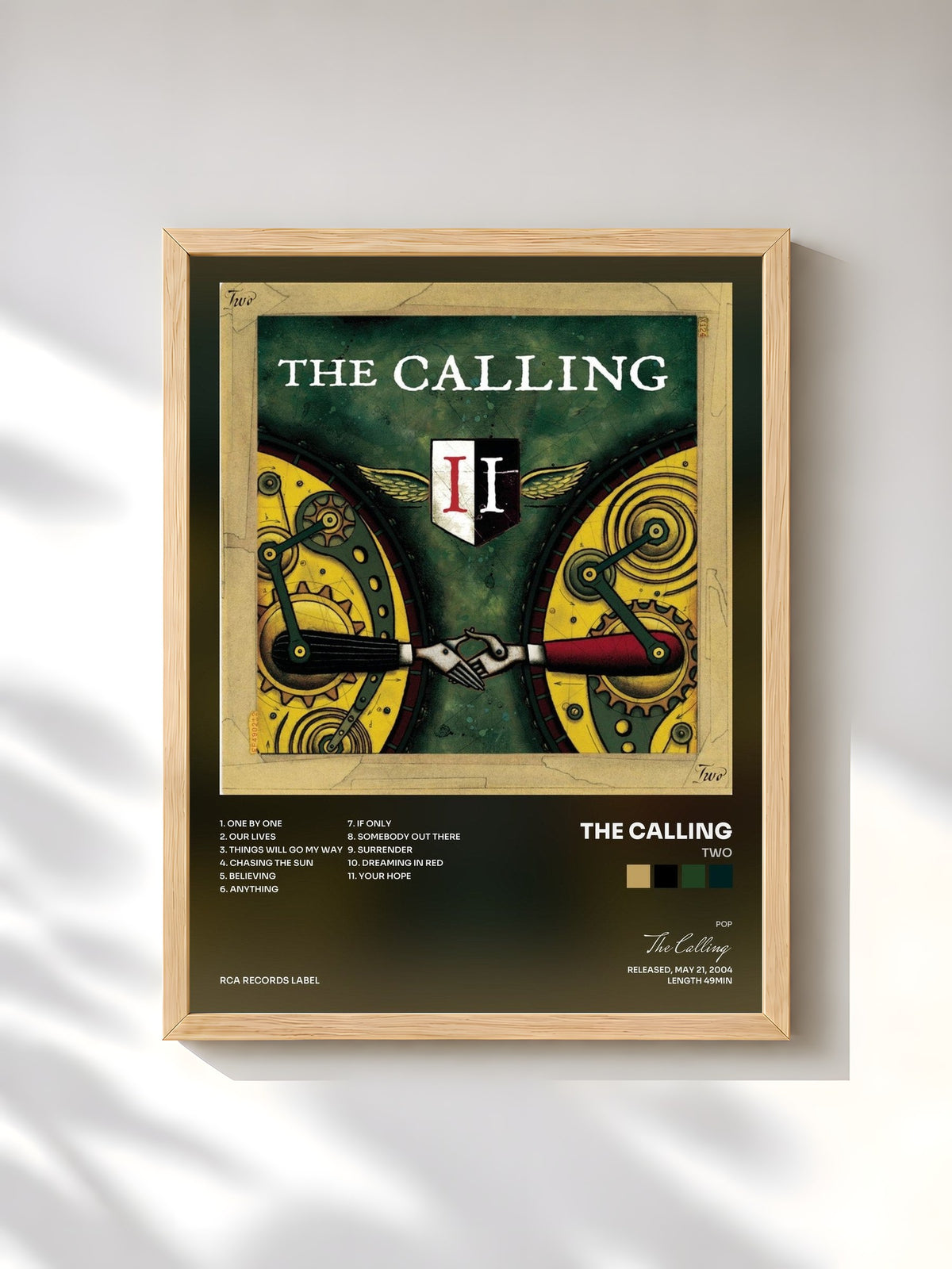 #bois Tableau de l'album Two de The Calling, cadre en bois brut, imprimé et encadré en France