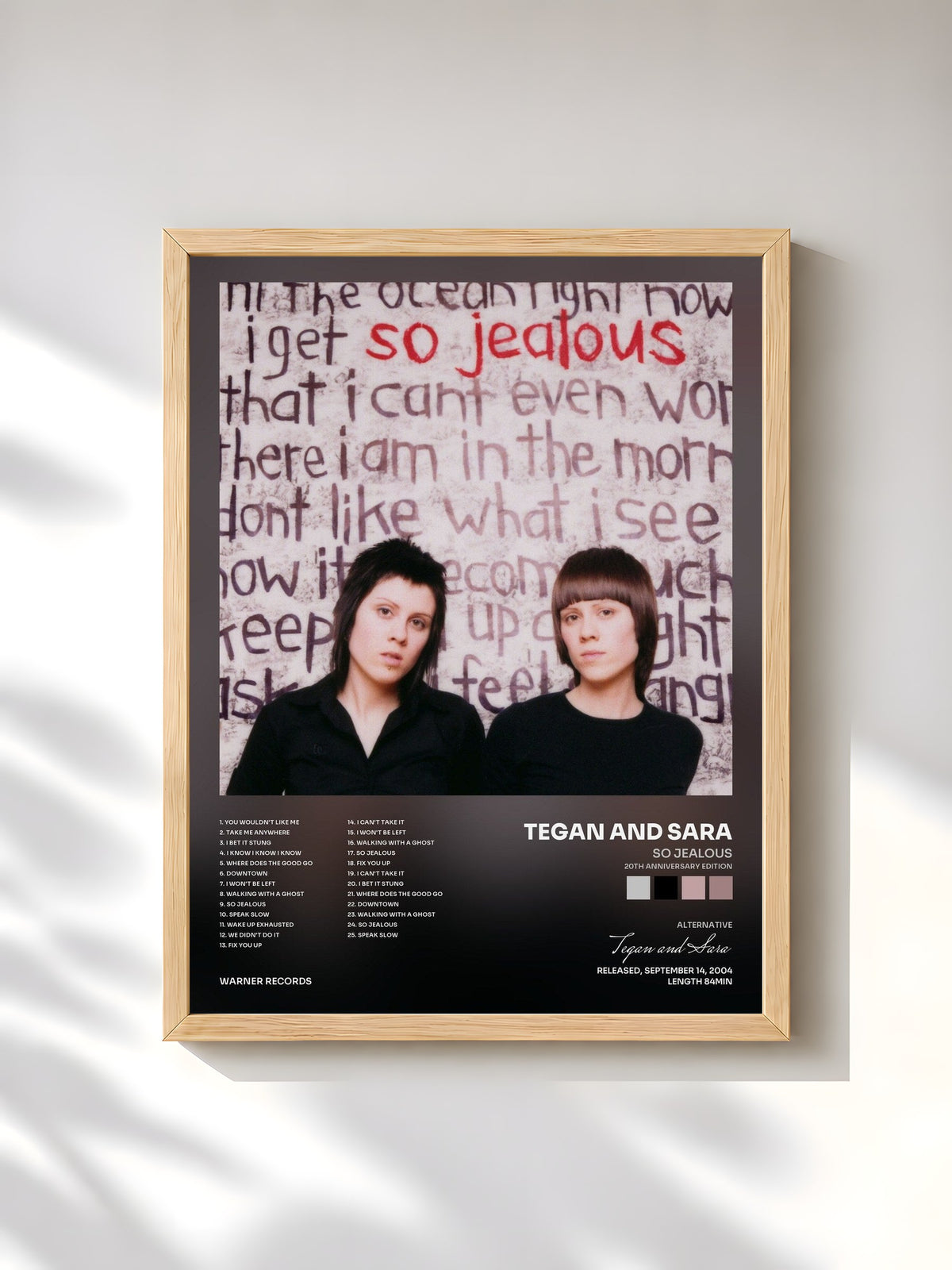 #bois Tableau de l'album So Jealous (20th Anniversary Edition) de Tegan and Sara, cadre en bois brut, imprimé et encadré en France