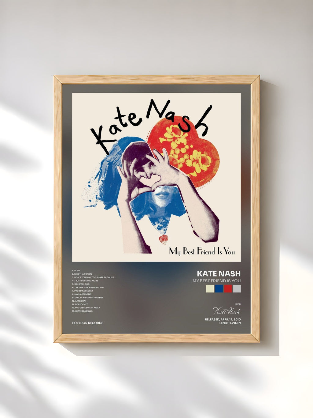 #bois Tableau de l'album My Best Friend Is You de Kate Nash, cadre en bois brut, imprimé et encadré en France