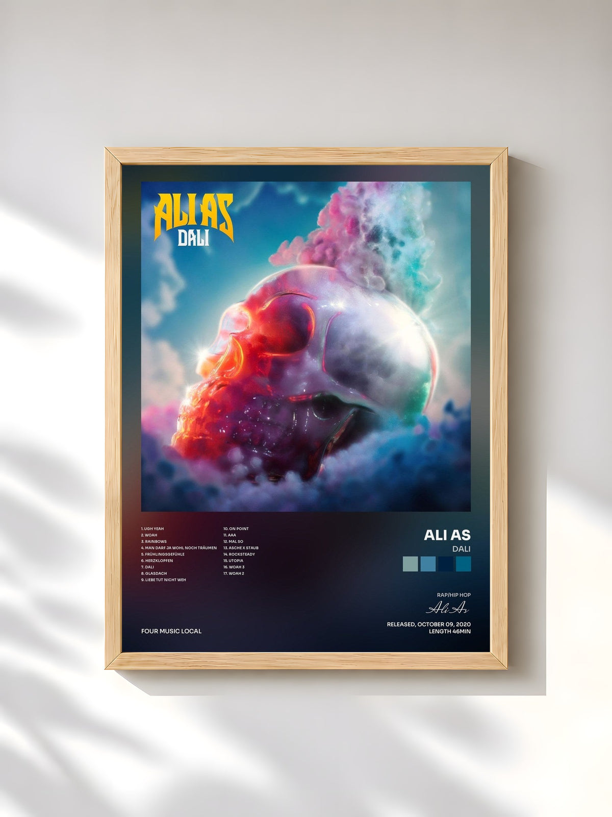 #bois Tableau de l'album DALI de Ali As, cadre en bois brut, imprimé et encadré en France