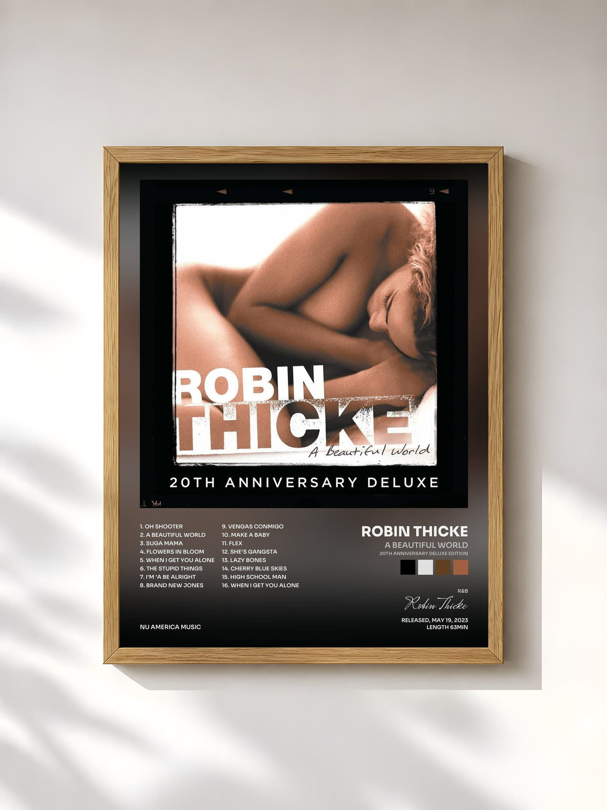 #bois Tableau de l'album A Beautiful World (20th Anniversary Deluxe Edition) de Robin Thicke, cadre en bois brut, imprimé et encadré en France
