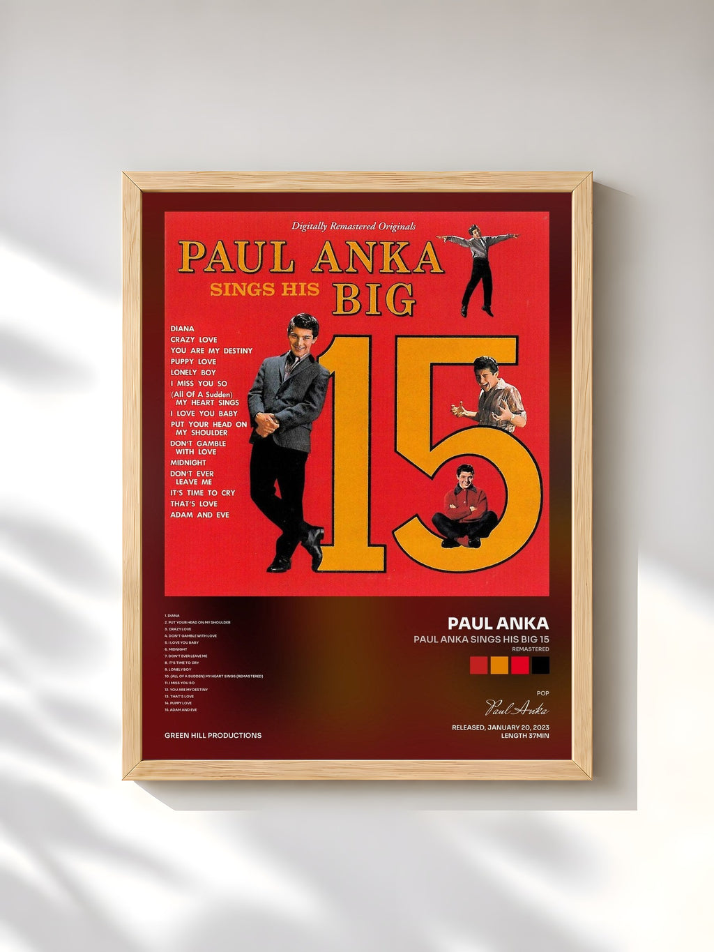 #bois Tableau de l'album Paul Anka Sings His Big 15 (Remastered) de Paul Anka, cadre en bois brut, imprimé et encadré en France