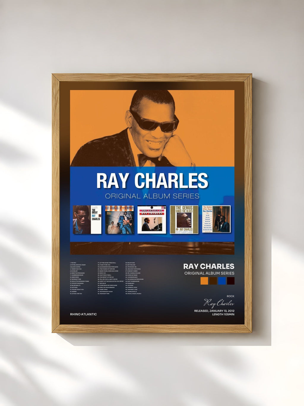 #bois Tableau de l'album Original Album Series de Ray Charles, cadre en bois brut, imprimé et encadré en France