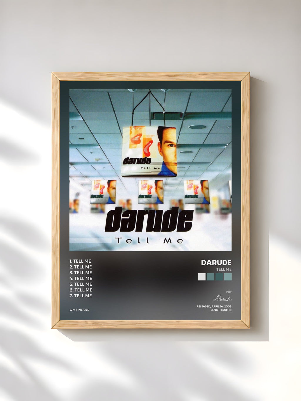 #bois Tableau de l'album Tell Me de Darude, cadre en bois brut, imprimé et encadré en France