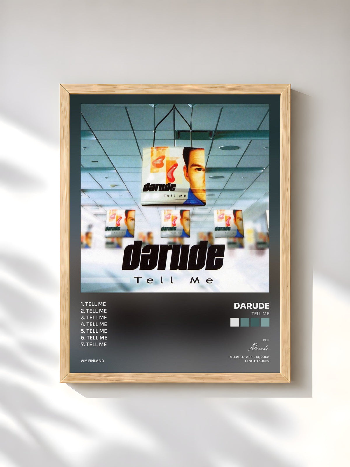 #bois Tableau de l'album Tell Me de Darude, cadre en bois brut, imprimé et encadré en France
