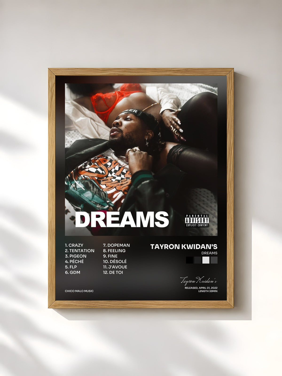 #bois Tableau de l'album Dreams de Tayron Kwidan's, cadre en bois brut, imprimé et encadré en France