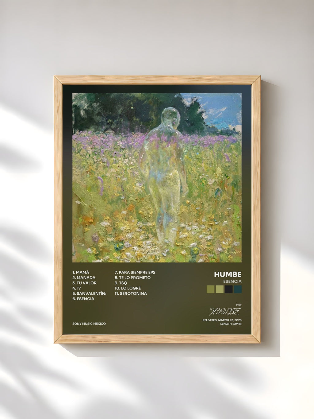 #bois Tableau de l'album ESENCIA de HUMBE, cadre en bois brut, imprimé et encadré en France