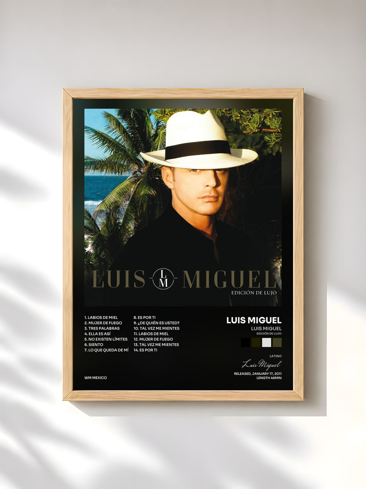 #bois Tableau de l'album Luis Miguel (Edición De Lujo) de Luis Miguel, cadre en bois brut, imprimé et encadré en France