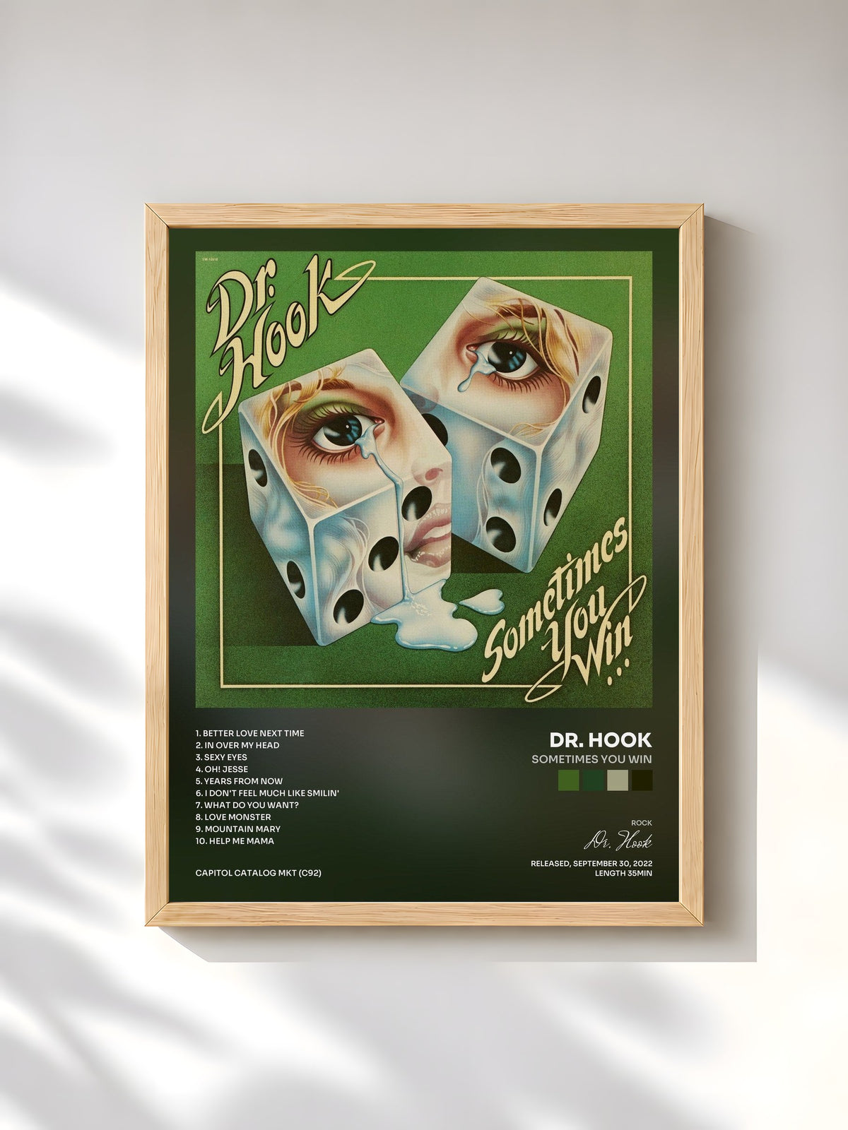 #bois Tableau de l'album Sometimes You Win de Dr. Hook, cadre en bois brut, imprimé et encadré en France