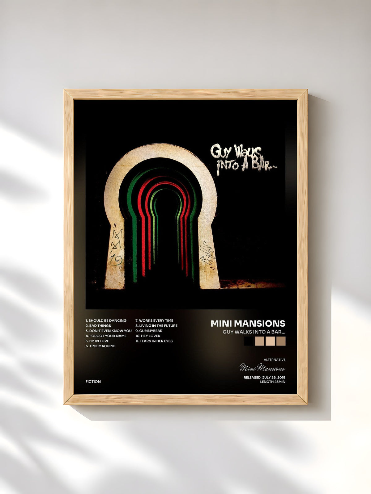 #bois Tableau de l'album Guy Walks Into A Bar… de Mini Mansions, cadre en bois brut, imprimé et encadré en France