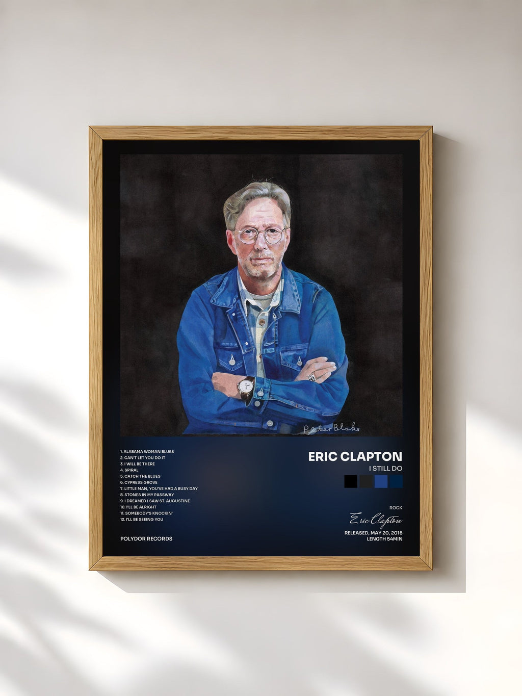 #bois Tableau de l'album I Still Do de Eric Clapton, cadre en bois brut, imprimé et encadré en France