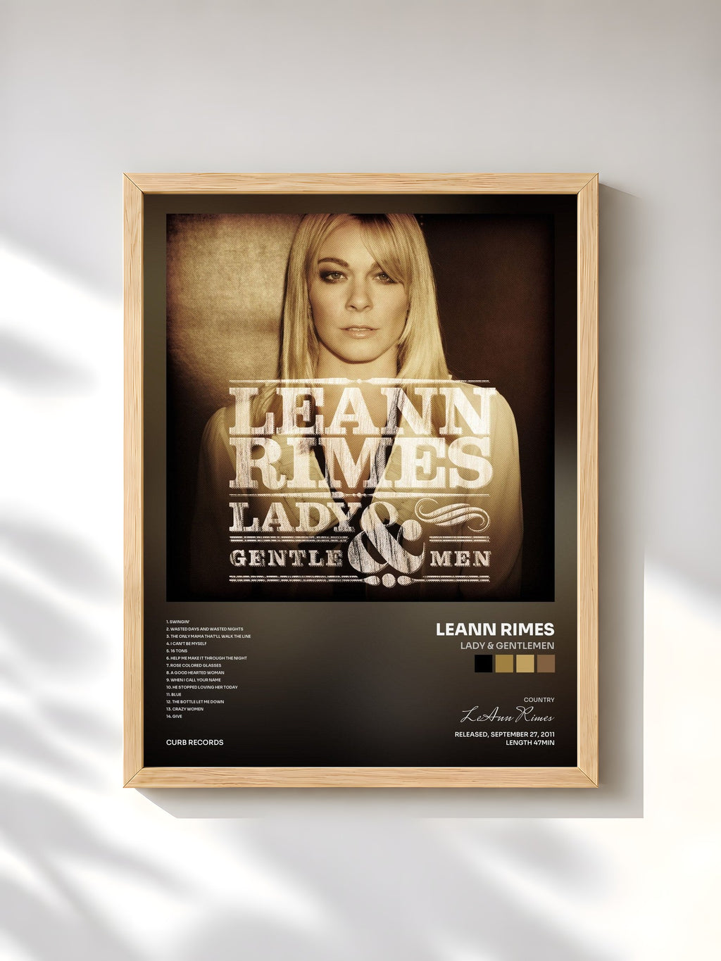 #bois Tableau de l'album Lady & Gentlemen de LeAnn Rimes, cadre en bois brut, imprimé et encadré en France