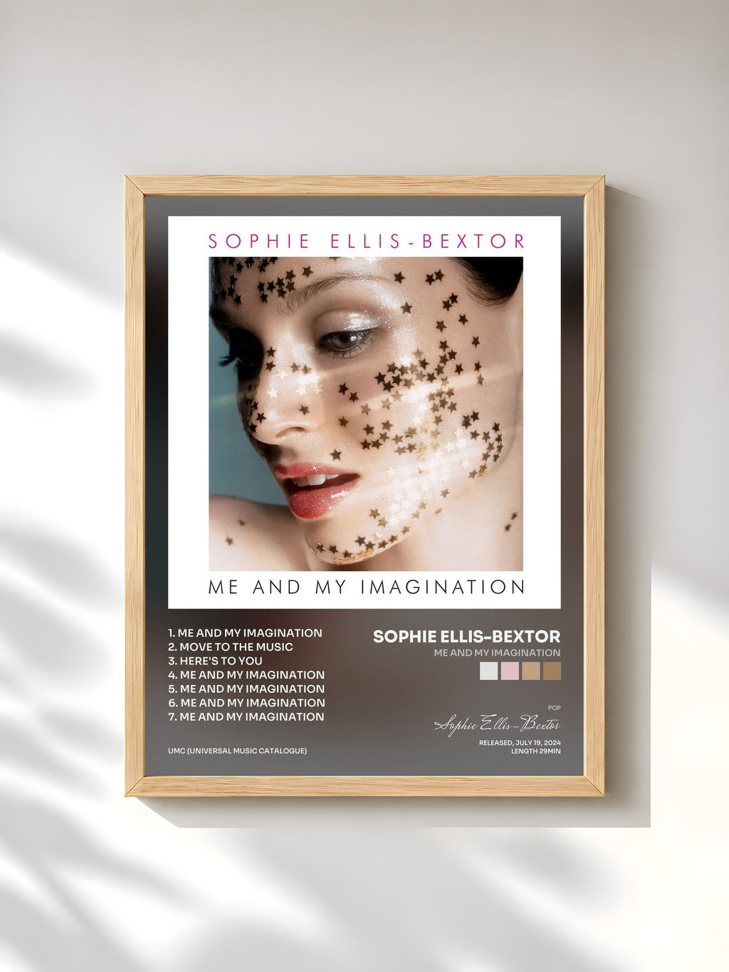 #bois Tableau de l'album Me And My Imagination de Sophie Ellis-Bextor, cadre en bois brut, imprimé et encadré en France