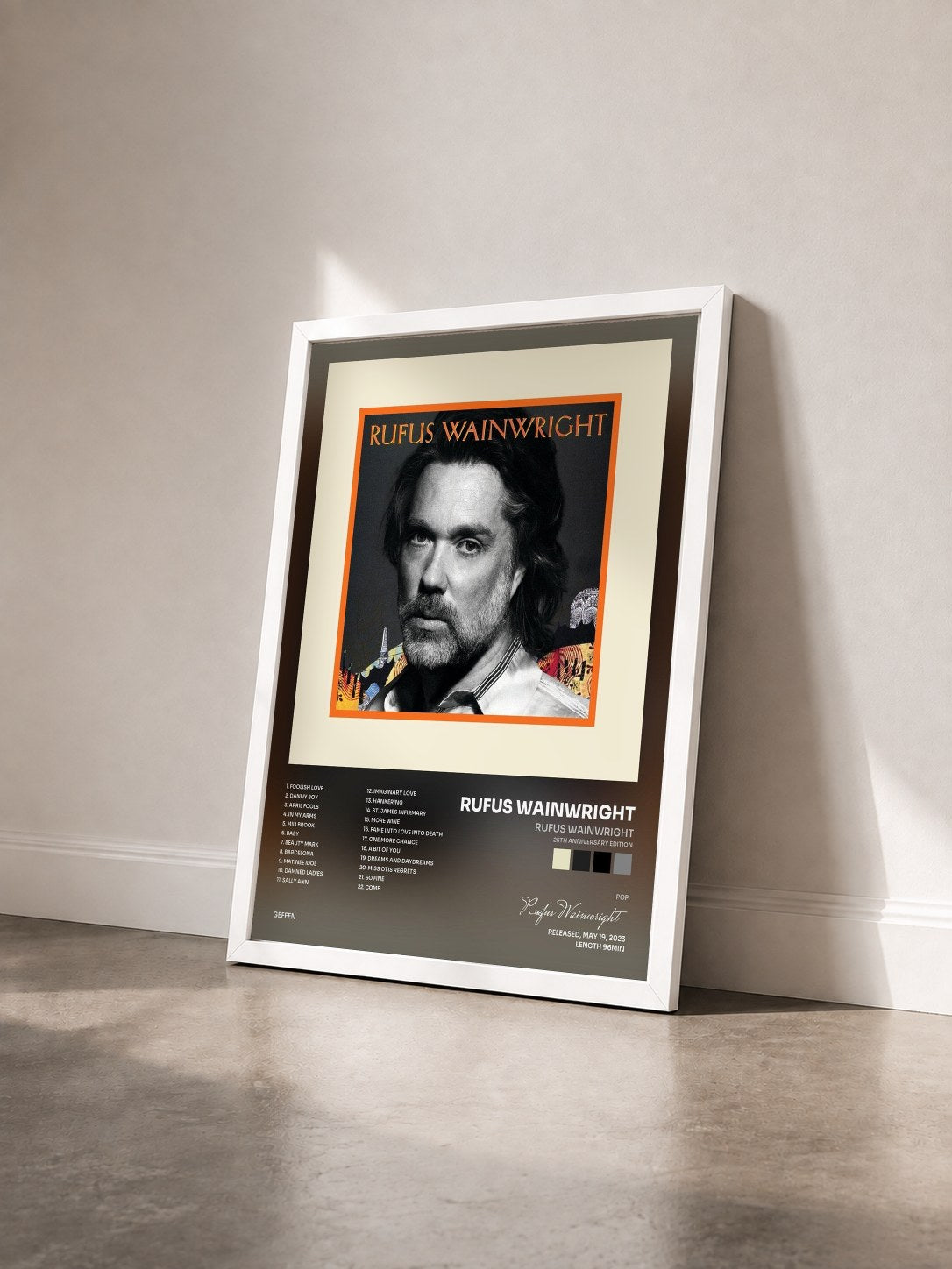 #blanc Tableau de l'album Rufus Wainwright (25th Anniversary Edition) de Rufus Wainwright vu de trois quarts, cadre blanc