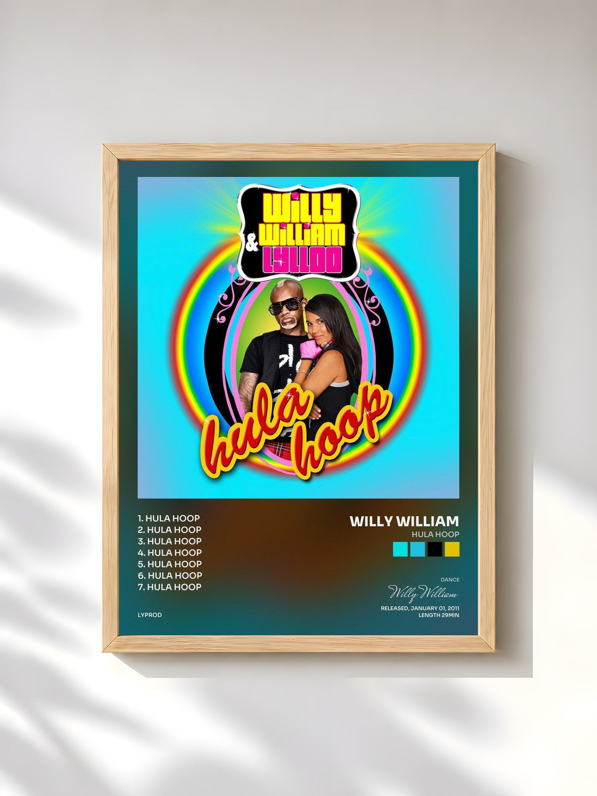 #bois Tableau de l'album Hula Hoop de Willy William, cadre en bois brut, imprimé et encadré en France