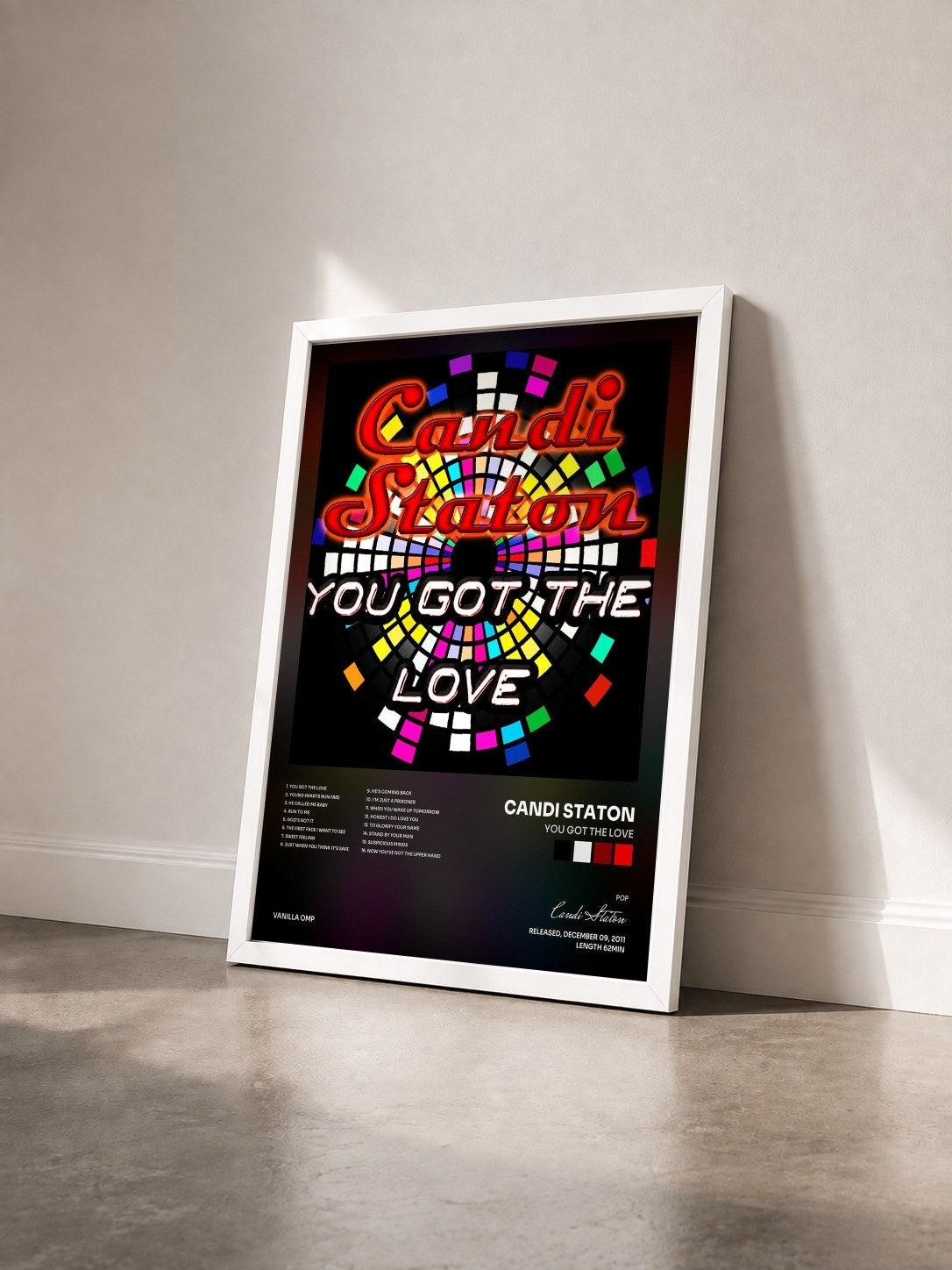#blanc Tableau de l'album You Got the Love de Candi Staton vu de trois quarts, cadre blanc