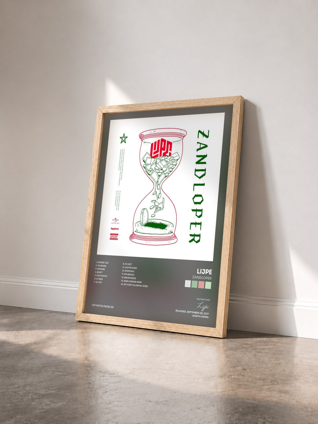 #bois Tableau de l'album Zandloper de Lijpe vu de trois quarts, cadre en bois brut