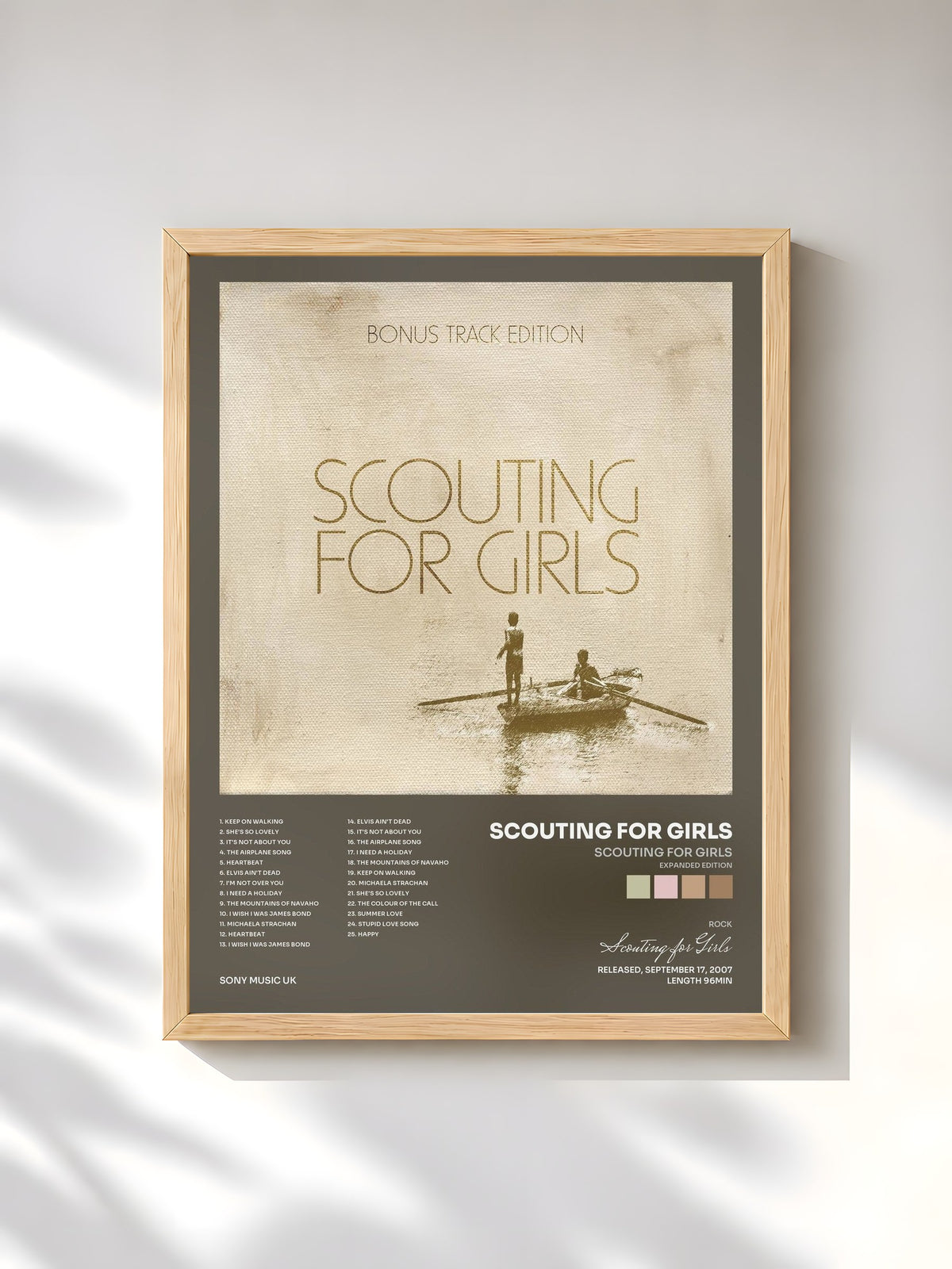 #bois Tableau de l'album Scouting For Girls (Expanded Edition) de Scouting for Girls, cadre en bois brut, imprimé et encadré en France