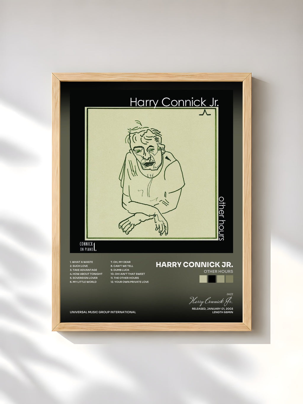 #bois Tableau de l'album Other Hours de Harry Connick Jr., cadre en bois brut, imprimé et encadré en France