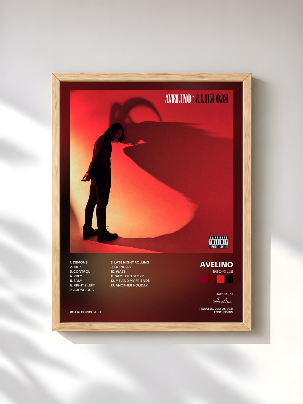 #bois Tableau de l'album EGO KILLS de Avelino, cadre en bois brut, imprimé et encadré en France