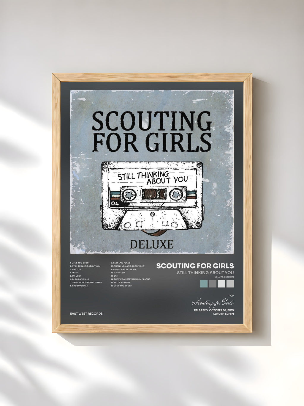 #bois Tableau de l'album Still Thinking About You (Deluxe Edition) de Scouting for Girls, cadre en bois brut, imprimé et encadré en France