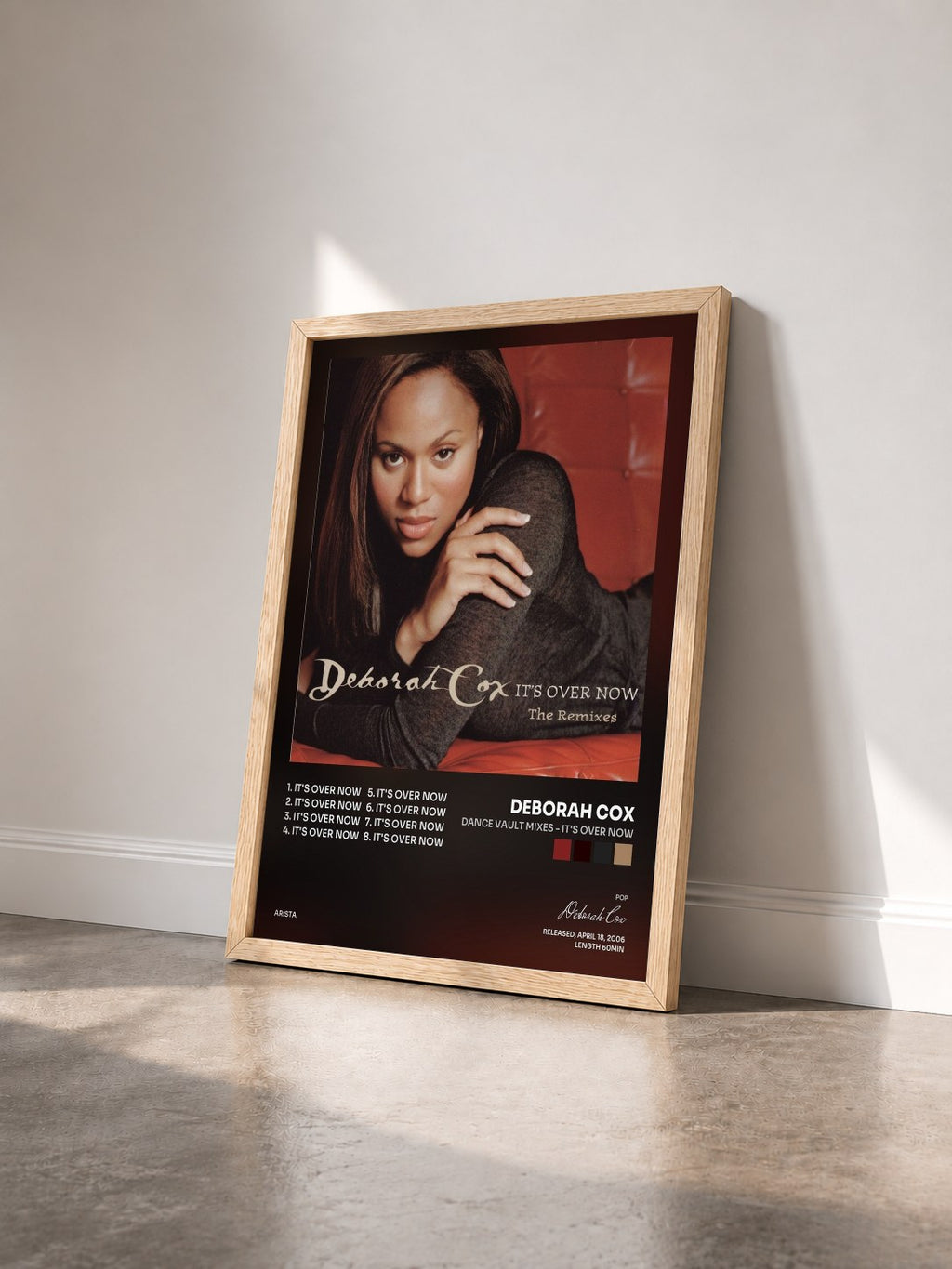 #bois Tableau de l'album Dance Vault Mixes - It's Over Now de Deborah Cox vu de trois quarts, cadre en bois brut