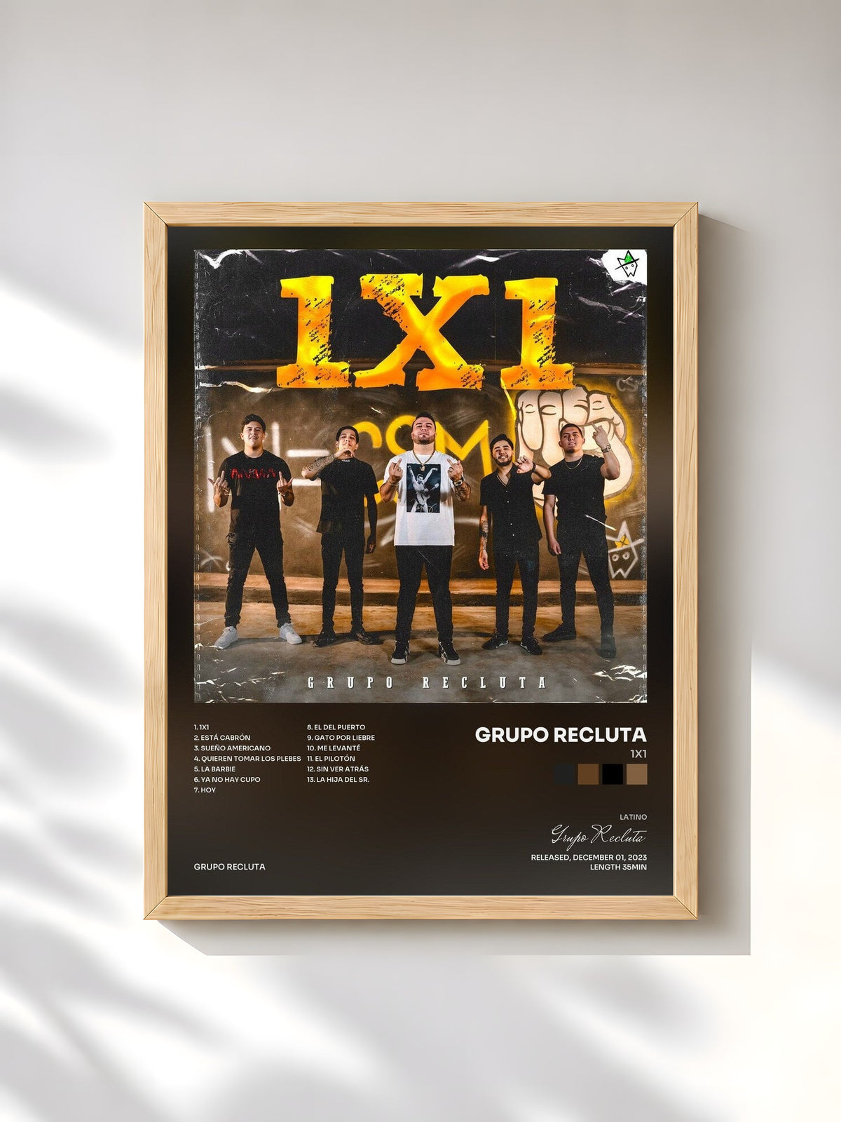 #bois Tableau de l'album 1X1 de Grupo Recluta, cadre en bois brut, imprimé et encadré en France