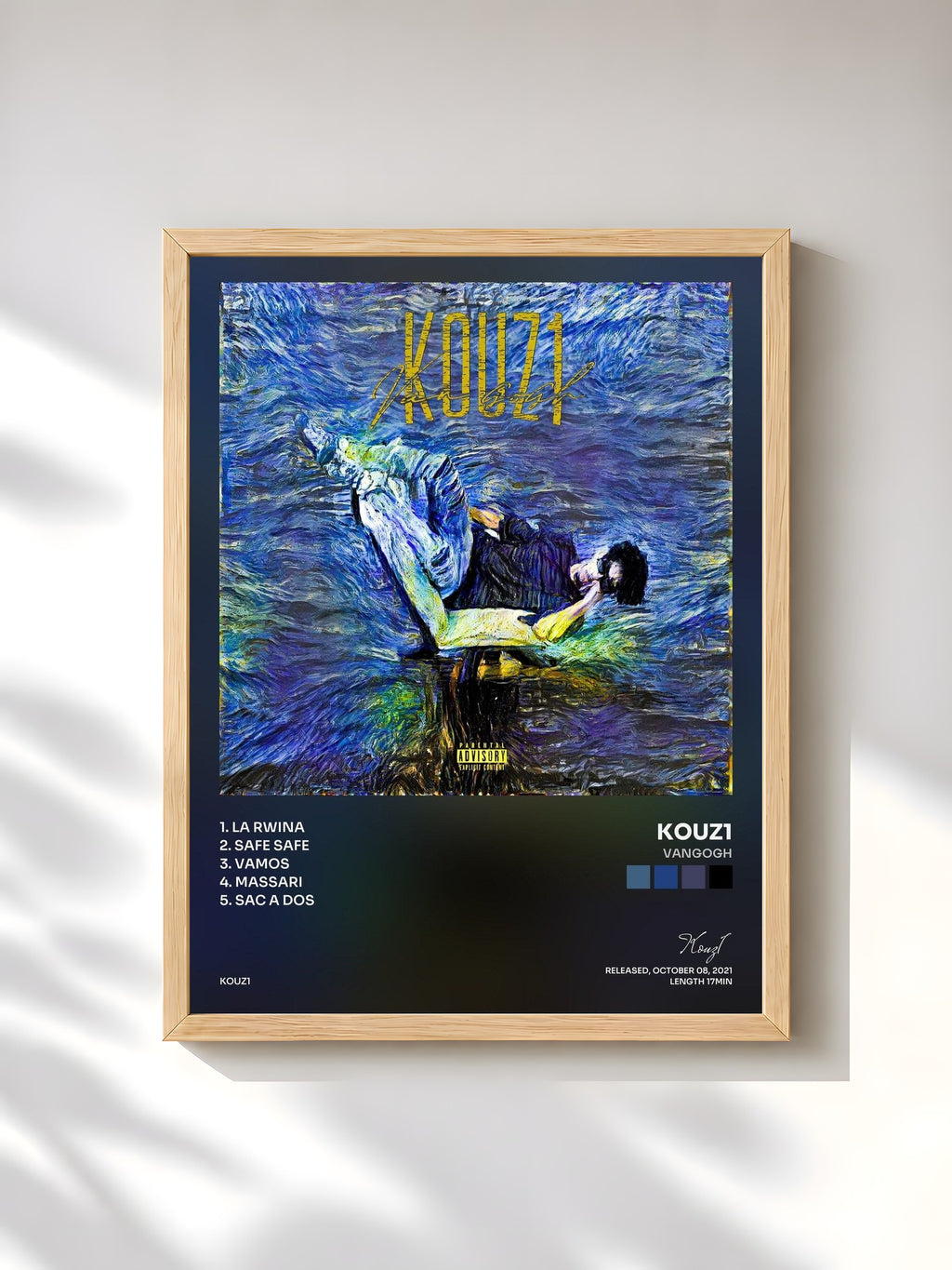 #bois Tableau de l'album Vangogh de Kouz1, cadre en bois brut, imprimé et encadré en France