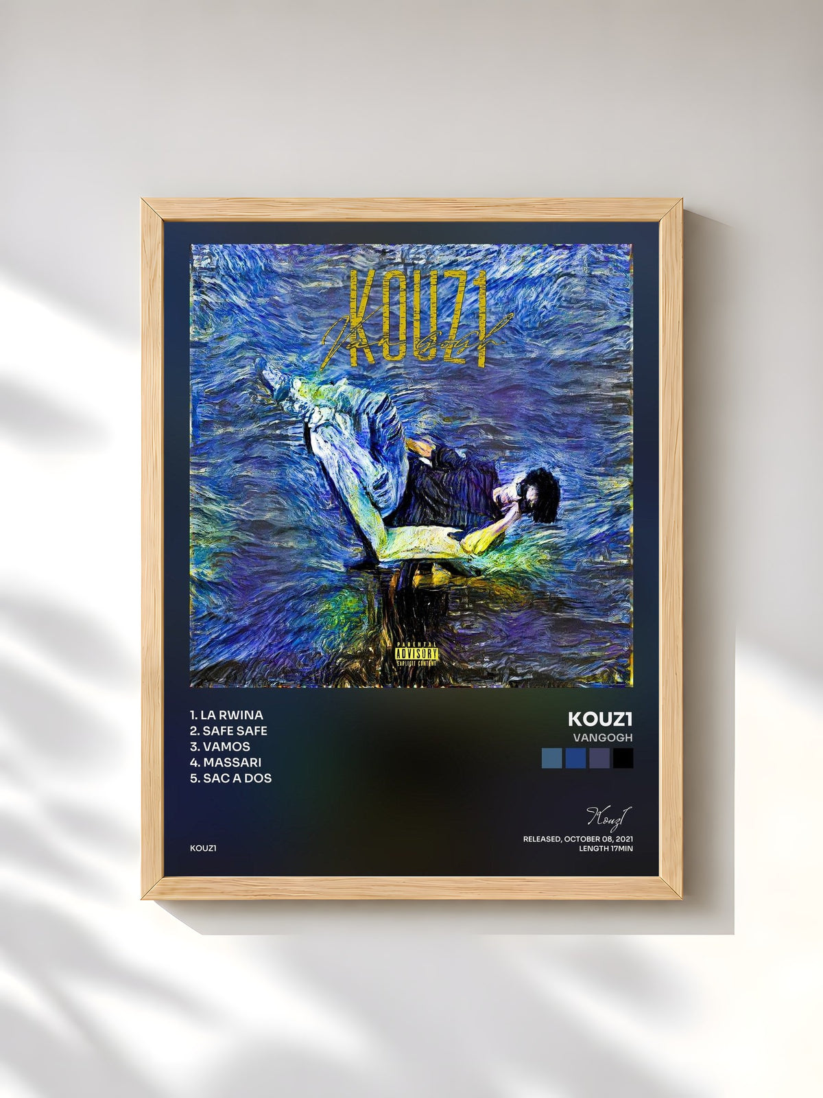 #bois Tableau de l'album Vangogh de Kouz1, cadre en bois brut, imprimé et encadré en France