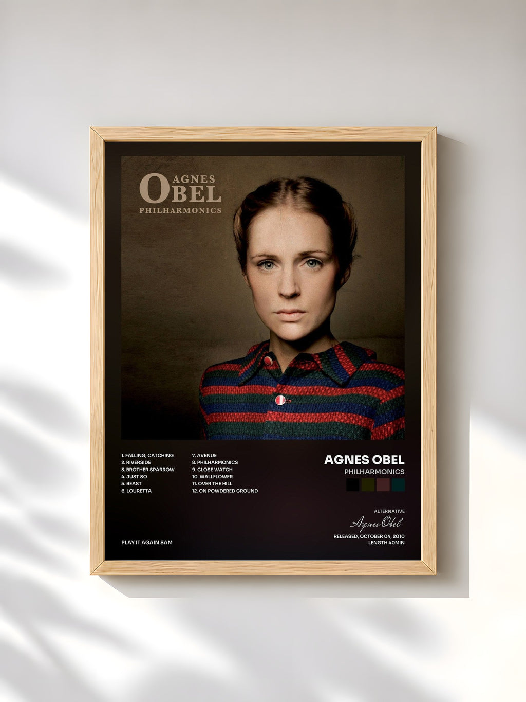 #bois Tableau de l'album Philharmonics de Agnes Obel, cadre en bois brut, imprimé et encadré en France