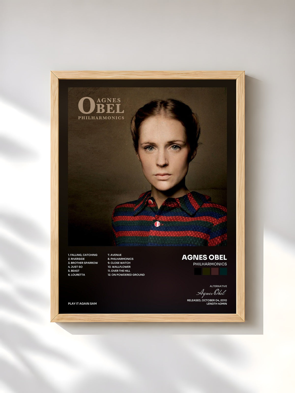 #bois Tableau de l'album Philharmonics de Agnes Obel, cadre en bois brut, imprimé et encadré en France