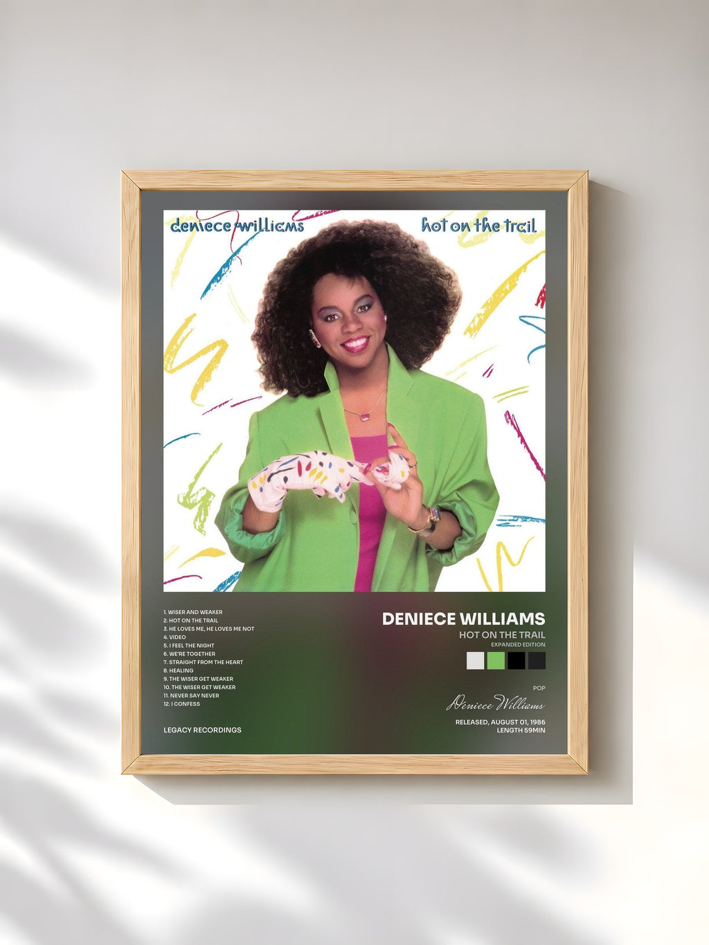 #bois Tableau de l'album Hot On the Trail (Expanded Edition) de Deniece Williams, cadre en bois brut, imprimé et encadré en France