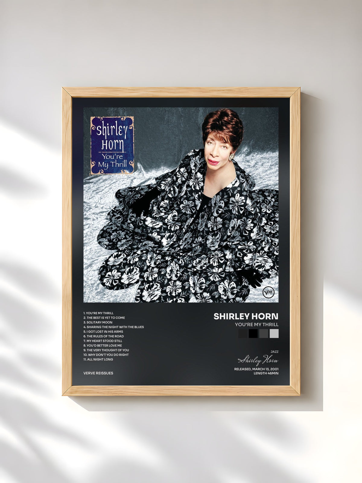 #bois Tableau de l'album You're My Thrill de Shirley Horn, cadre en bois brut, imprimé et encadré en France