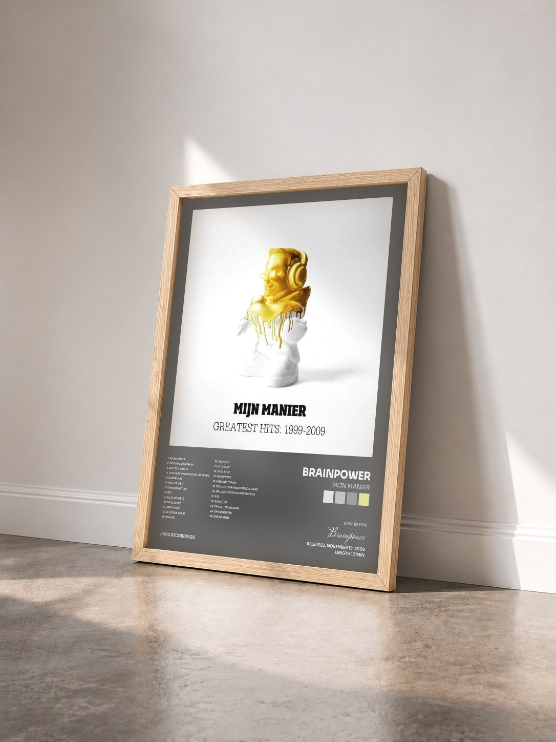 #bois Tableau de l'album Mijn Manier de Brainpower vu de trois quarts, cadre en bois brut