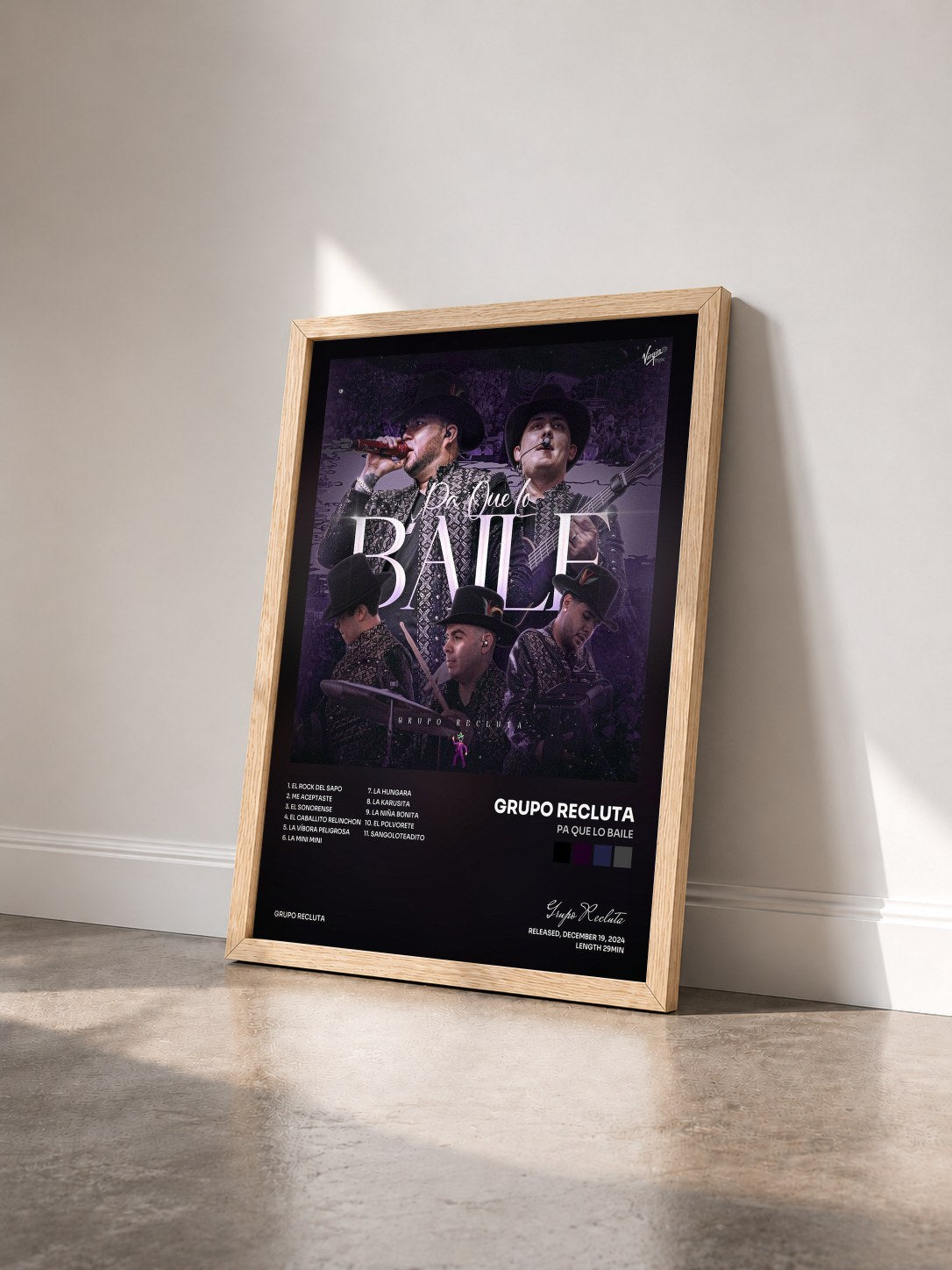 #bois Tableau de l'album Pa Que Lo Baile de Grupo Recluta vu de trois quarts, cadre en bois brut