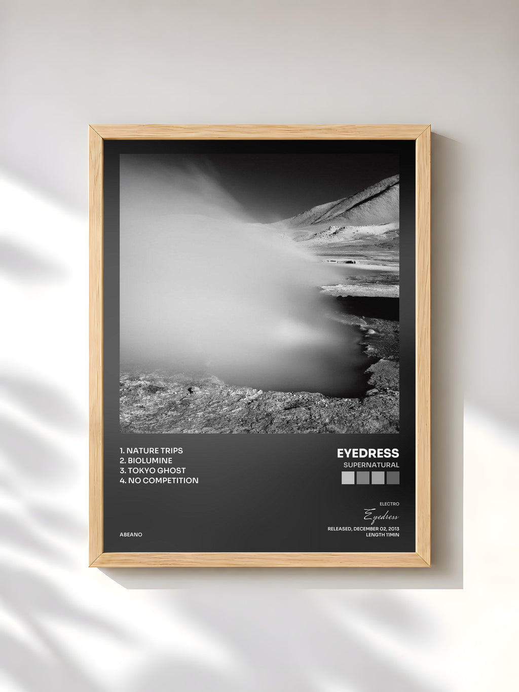 #bois Tableau de l'album Supernatural de Eyedress, cadre en bois brut, imprimé et encadré en France