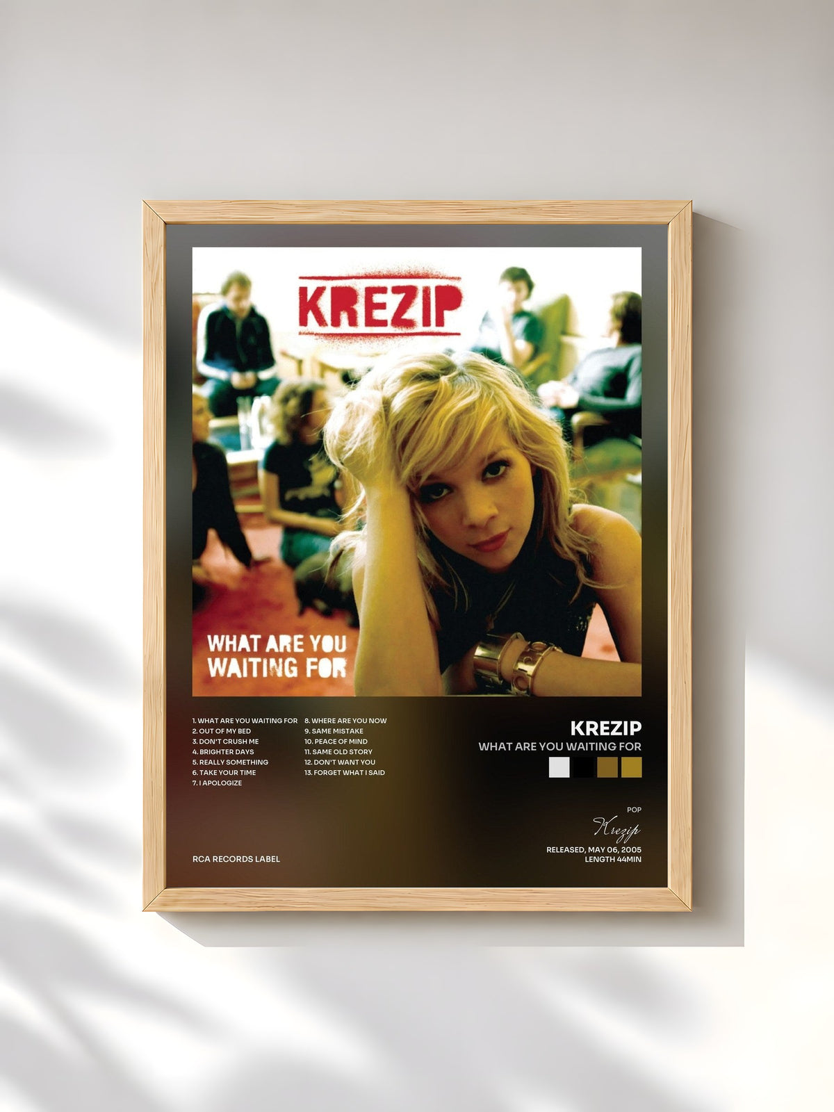 #bois Tableau de l'album What Are You Waiting For de Krezip, cadre en bois brut, imprimé et encadré en France