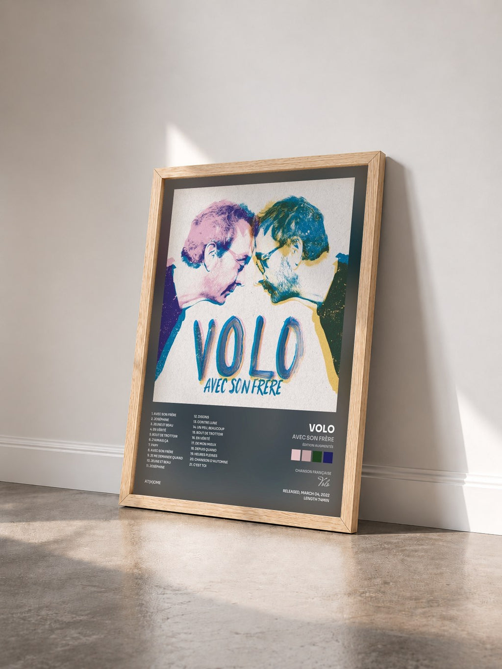 #bois Tableau de l'album Avec son frère (Édition augmentée) de Volo vu de trois quarts, cadre en bois brut