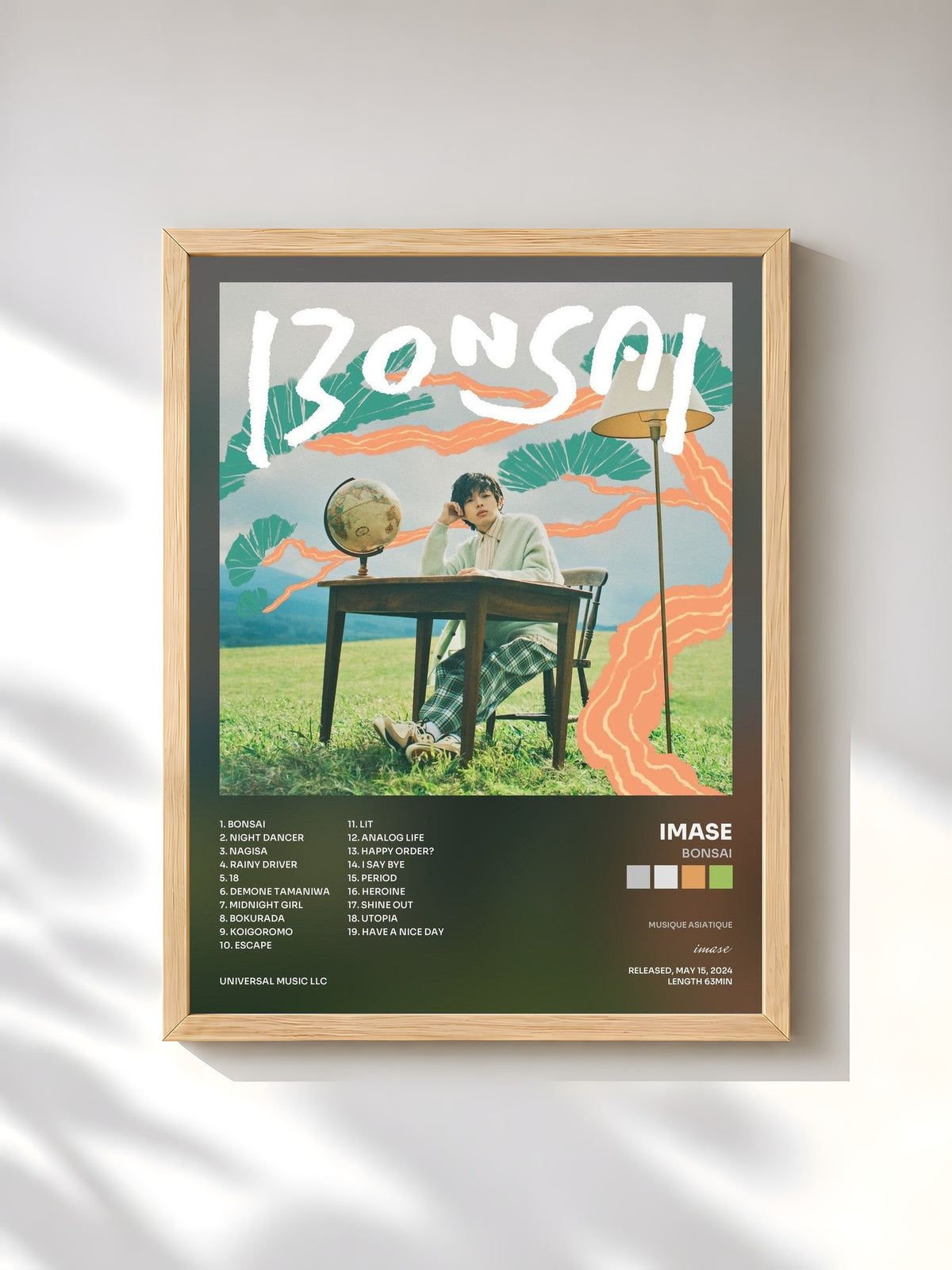#bois Tableau de l'album BONSAI de imase, cadre en bois brut, imprimé et encadré en France