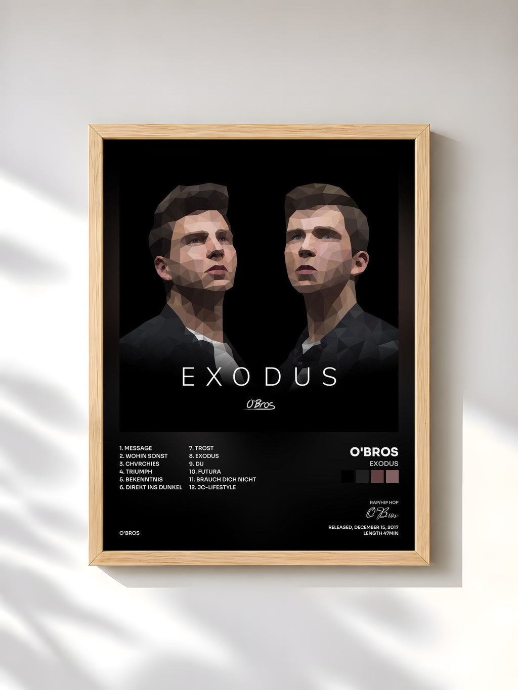 #bois Tableau de l'album Exodus de O'Bros, cadre en bois brut, imprimé et encadré en France
