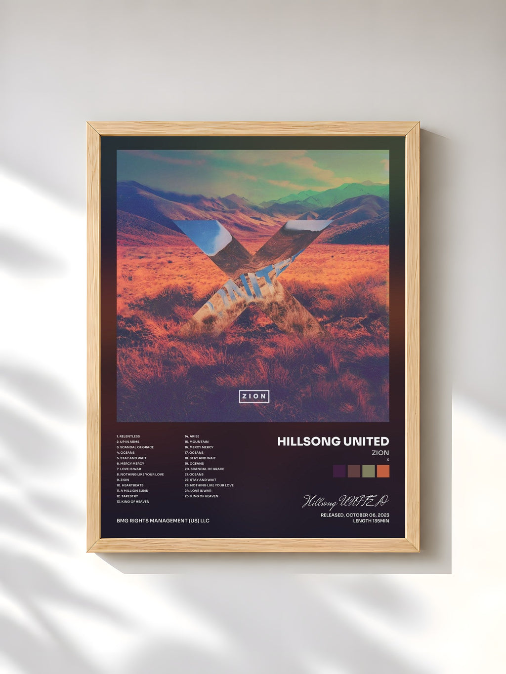 #bois Tableau de l'album Zion (X) de Hillsong UNITED, cadre en bois brut, imprimé et encadré en France