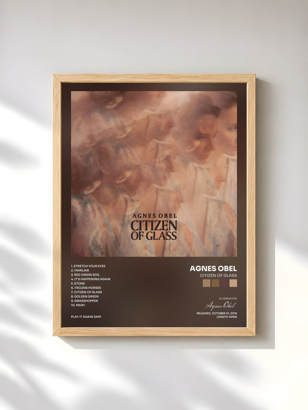 #bois Tableau de l'album Citizen of Glass de Agnes Obel, cadre en bois brut, imprimé et encadré en France