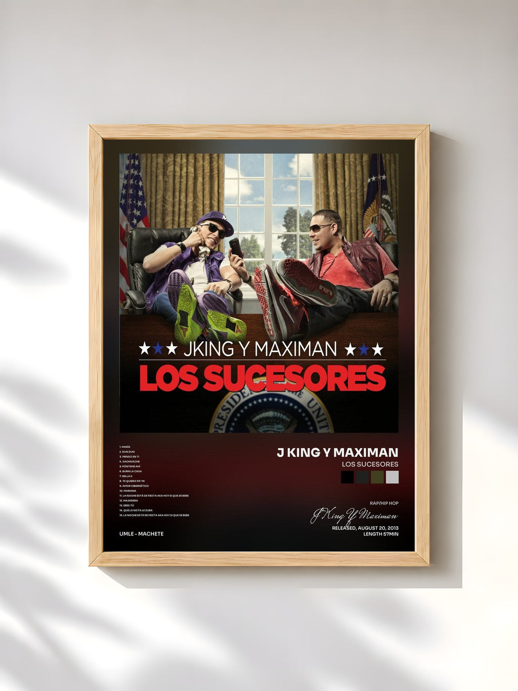 #bois Tableau de l'album Los Sucesores de J King Y Maximan, cadre en bois brut, imprimé et encadré en France