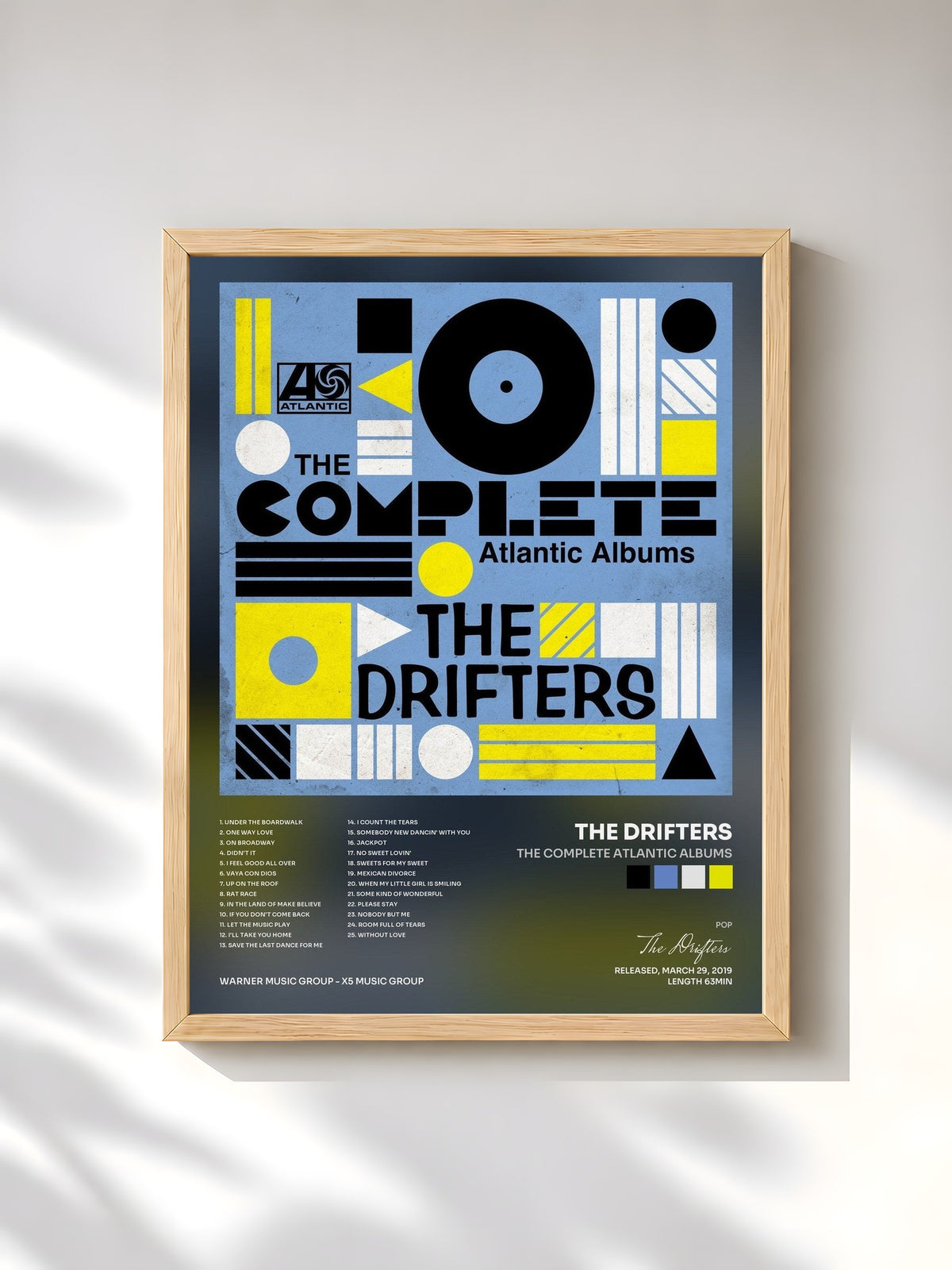 #bois Tableau de l'album The Complete Atlantic Albums de The Drifters, cadre en bois brut, imprimé et encadré en France