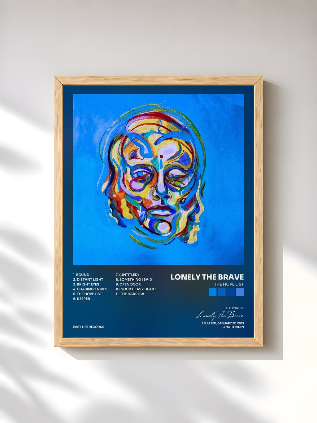 #bois Tableau de l'album The Hope List de Lonely The Brave, cadre en bois brut, imprimé et encadré en France