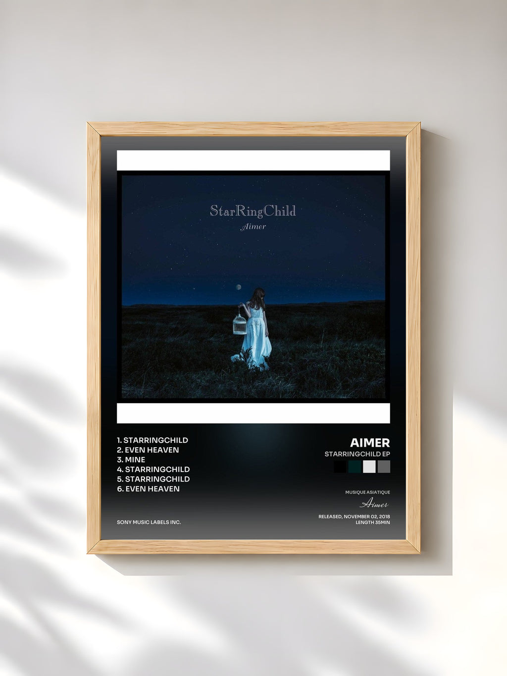 #bois Tableau de l'album StarRingChild EP de Aimer, cadre en bois brut, imprimé et encadré en France