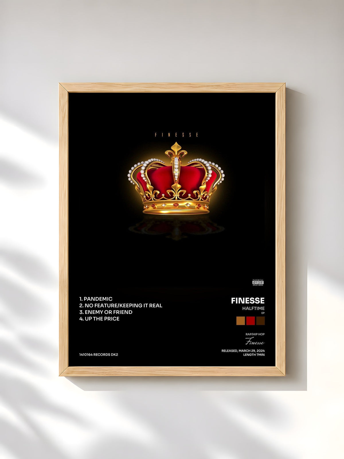 #bois Tableau de l'album Halftime (Ep) de Finesse, cadre en bois brut, imprimé et encadré en France